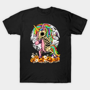 Rainbow Unicorn Zombie Skeleton Dabbing Pumpkin Halloween T-Shirt